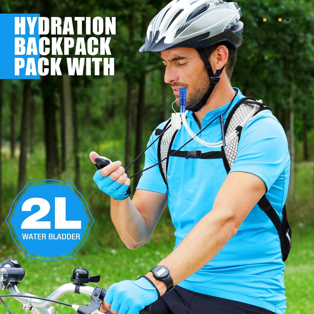 Reginary 2 Pack Hydration Backpack with 2L Water Bladder, Blue, White