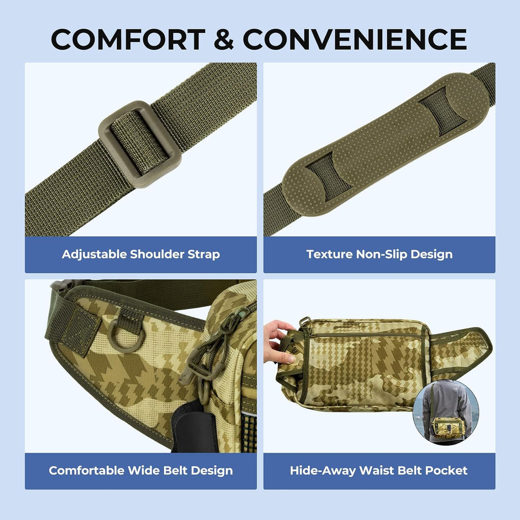 KastKing BaitSpace Waist Bag, Fishing Fanny Pack with Rod Holder