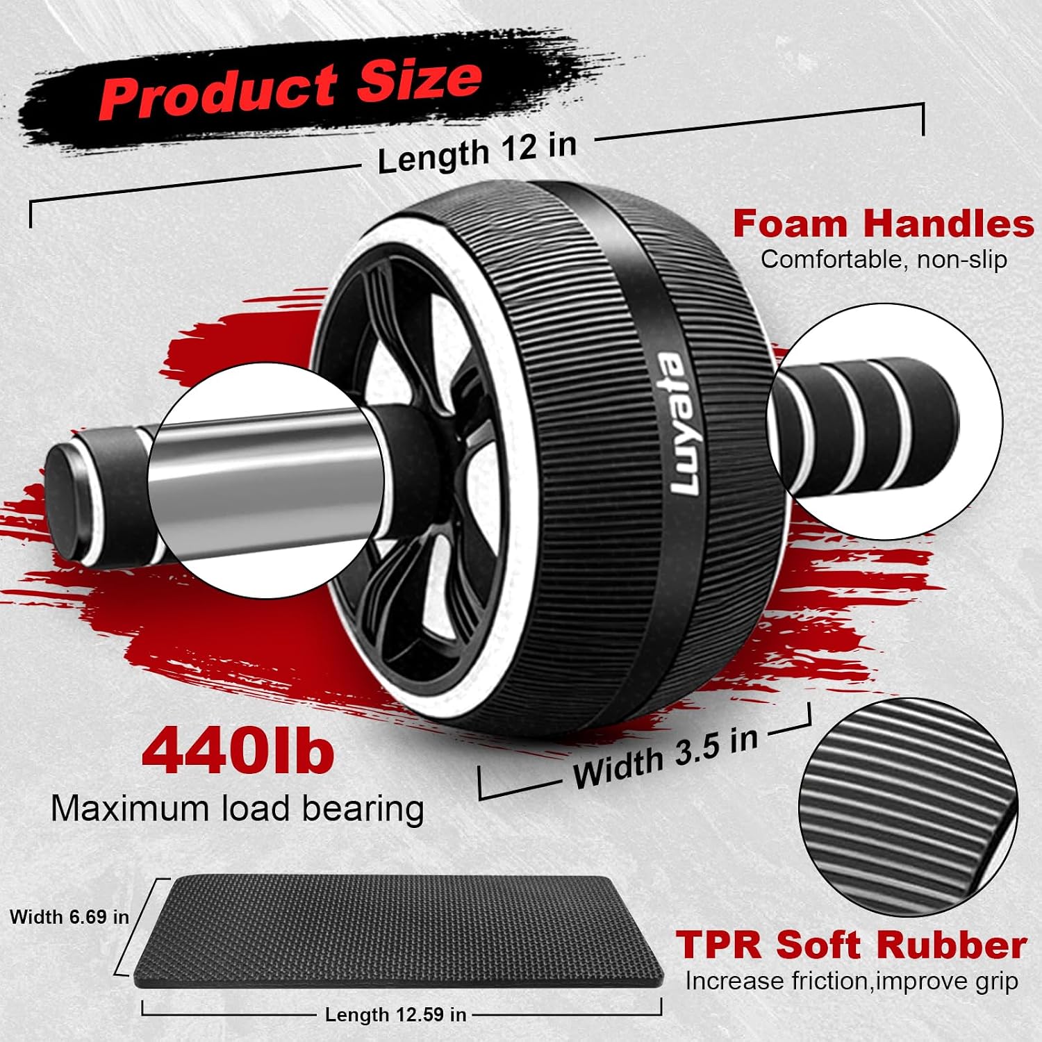 Ab Roller Wheel, 10-In-1 Ab Exercise Wheels Kit with Resistance Bands, Knee Mat, Jump Rope, Push-Up Bar - Home Gym Equipment for Men Women Core Strength & Abdominal Exercise