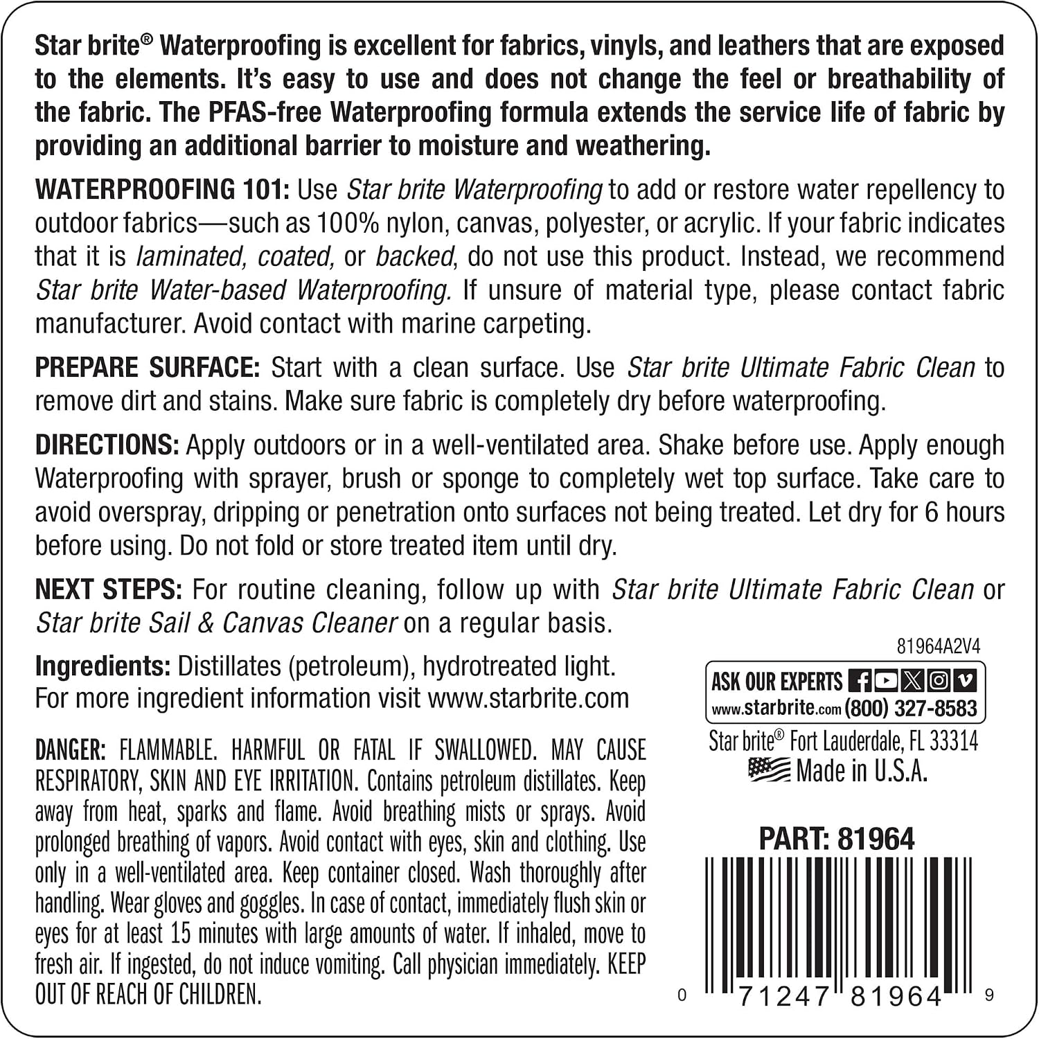 STAR BRITE Waterproofing - PFAS Free Spray & Stain Protection