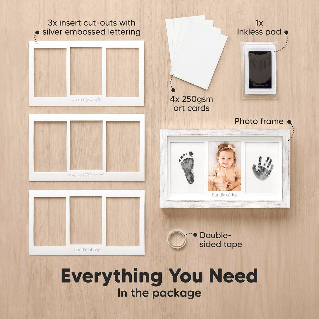 Inkless Hand and Footprint Kit, Boy Girl Newborn Keepsake (Vintage White)