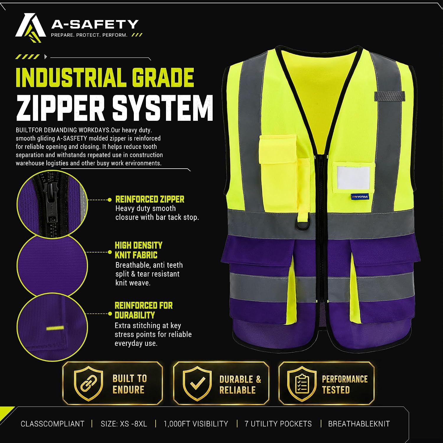 A-SAFETY High Visibility Reflective Safety Vest Customize Logo (XS-8XL)