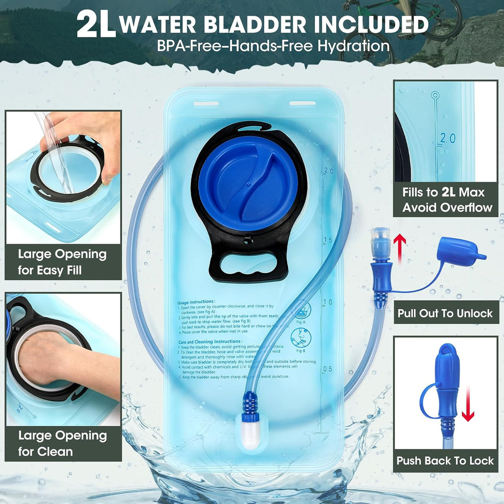 RAINSMORE Water Backpack Hydration Vest with 2L Water Bladder for Running