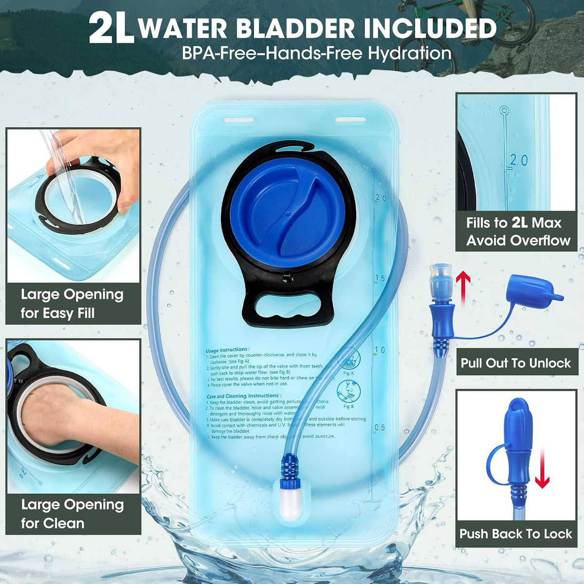 RAINSMORE Water Backpack Hydration Vest with 2L Water Bladder for Running