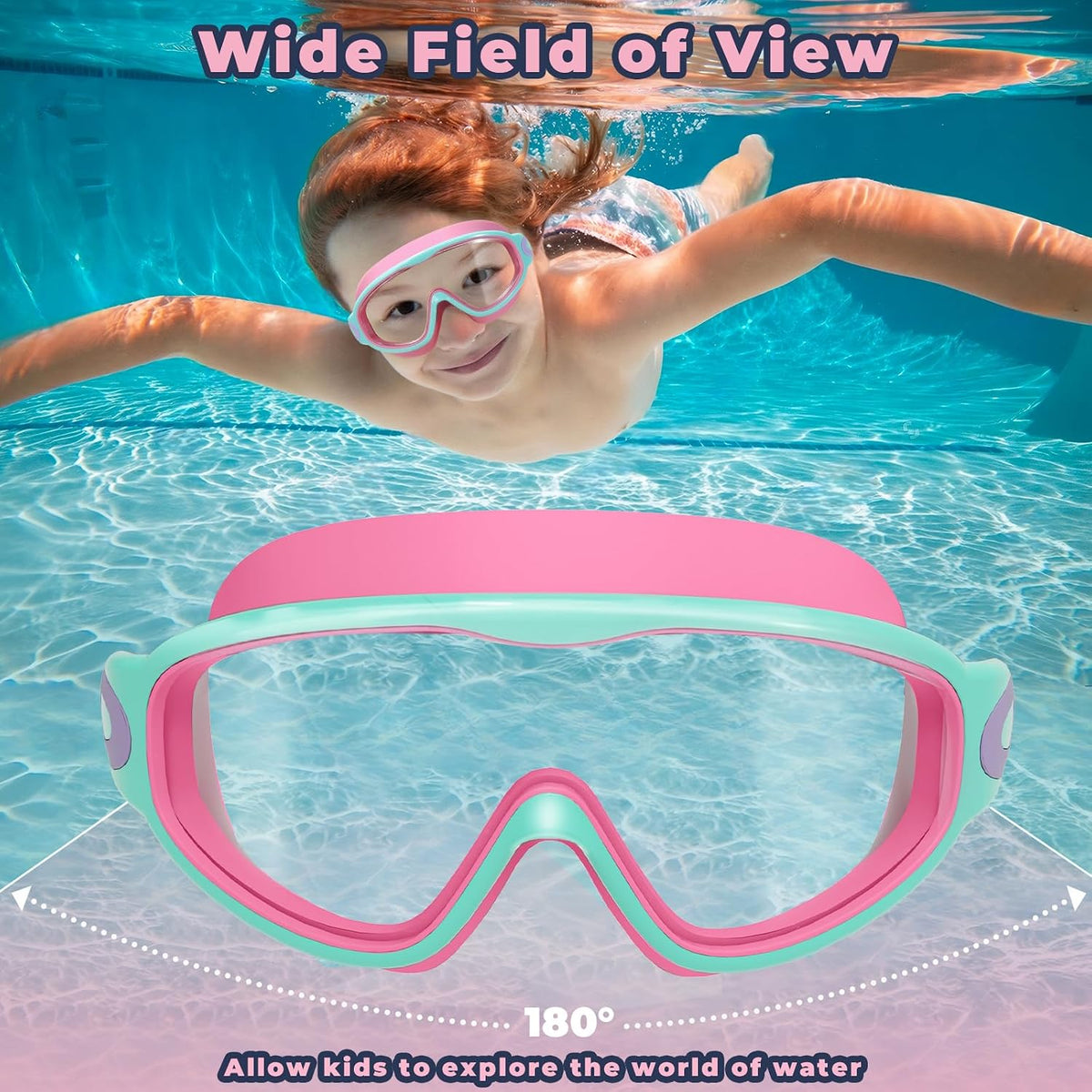 Keary 2 Pack Kids Swim Goggles Wide View Anti-Fog & UV Girls Boys 3-15