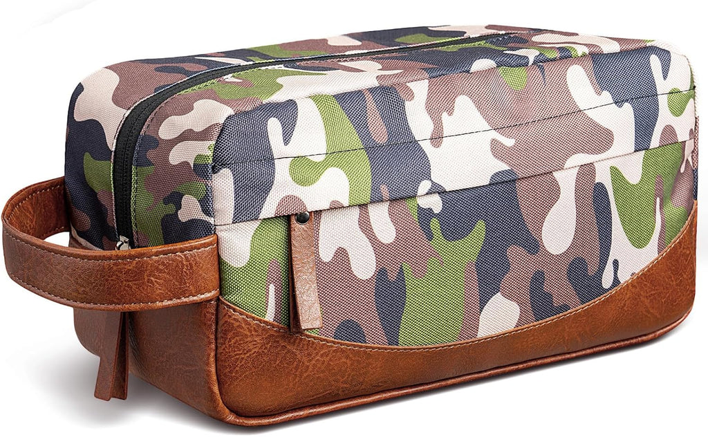 Travel Toiletry Bag for Men, Hanging Toiletry Organizer, Water Resistant Shaving Kit with Large Capacity for Travel Accessories (Camo-Bright Green, Medium)