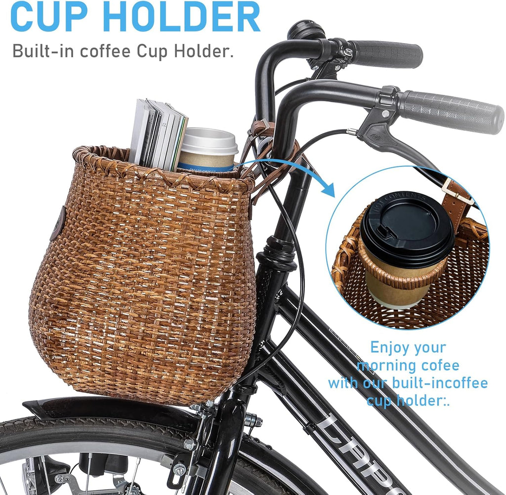 CXWXC Bike Basket - Handmade Rattan Bike Baskets for Girls Women