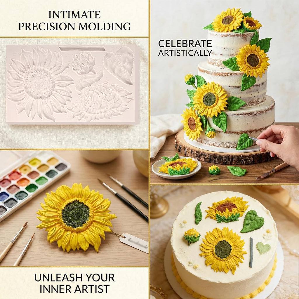 Oversized Sunflower Silicone Mold Leaves Fondant Mold