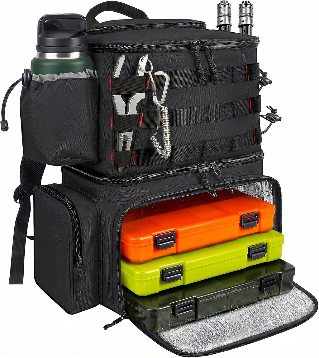 MATEIN Fishing Backpack, Tackle Storage Bag with Rod Holders & Cooler