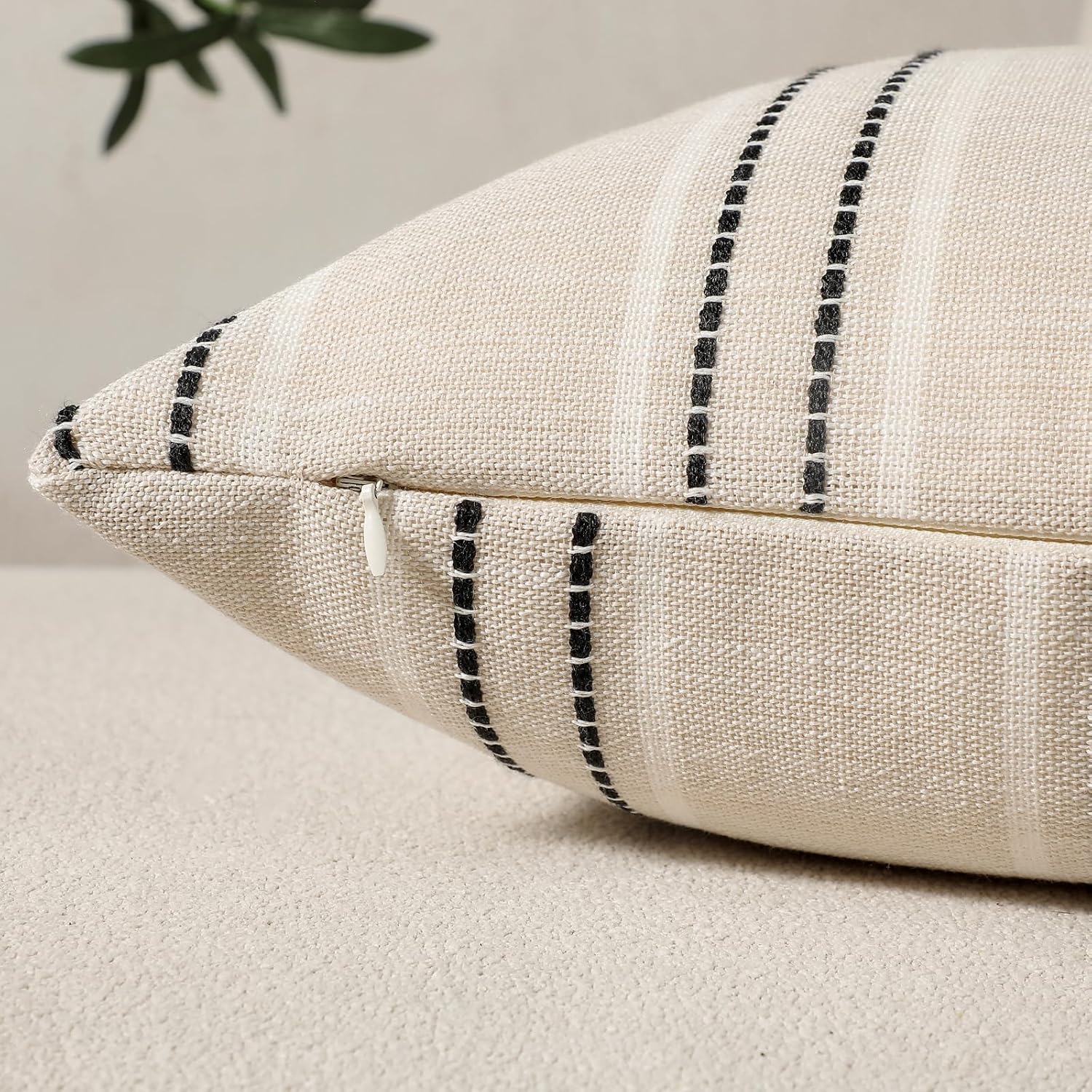 Hckot Black Striped Throw Pillow Covers 20x20 Set of 2 Boho Pillow Covers