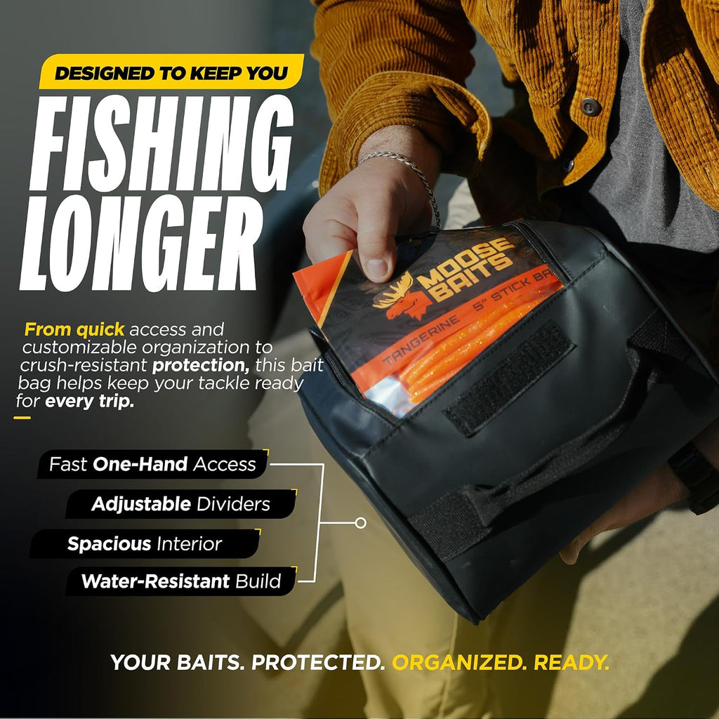 Beyond Braid Bait Commander Fishing Bait Bag - Crush-Resistant Soft Plastic Bait Storage with Removable Dividers - Soft Bait Organizer for Bass, Saltwater and Freshwater - Water-Resistant Tackle Bag