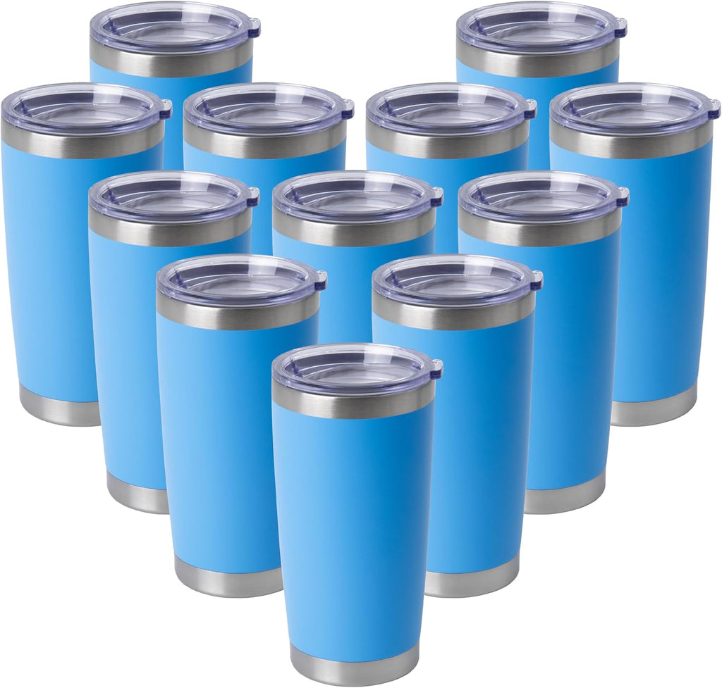 HASLE OUTFITTERS 20oz Stainless Steel Tumblers Bulk, Insulated Travel Cup with Lid, Double Wall Vacuum Coffee Mug for Cold & Hot Drinks 8 Pack, Light Purple