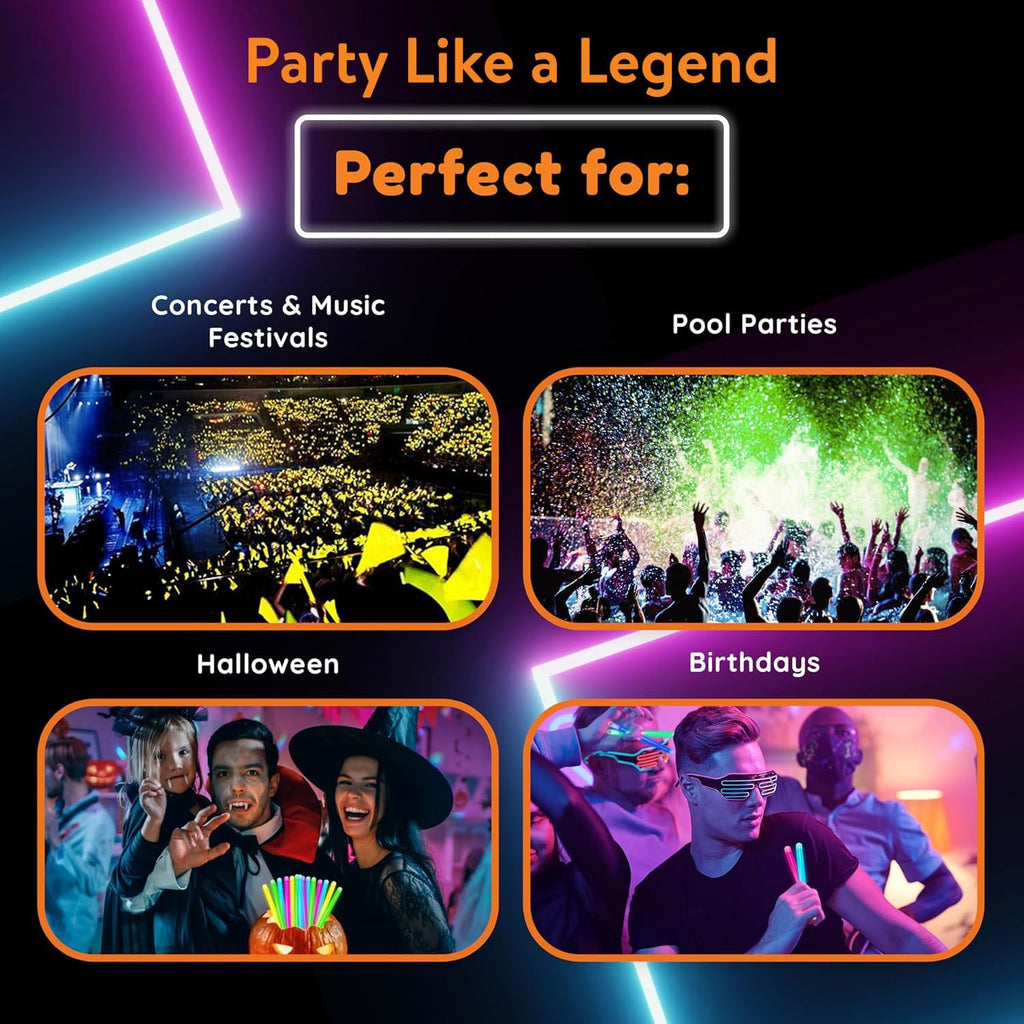Glow Fever Glow Sticks Bulk 100ct 22'' Glow Necklaces with Connectors, Neon Light Sticks for Party Festivals Raves Concert Birthday Wedding, Multicolor