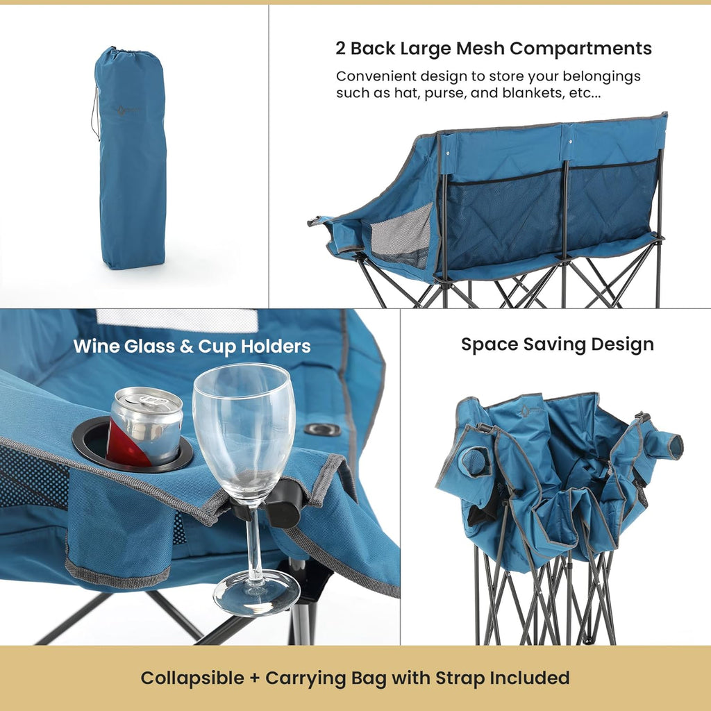 ARROWHEAD OUTDOOR Portable Folding Double Duo Camping Chair Loveseat