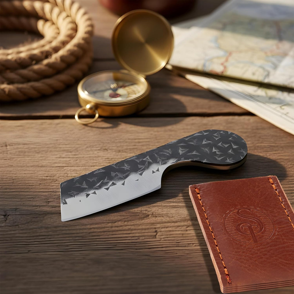 Southern Trapper Mini Pocket Knife Set of 2 with Leather Sheaths for EDC