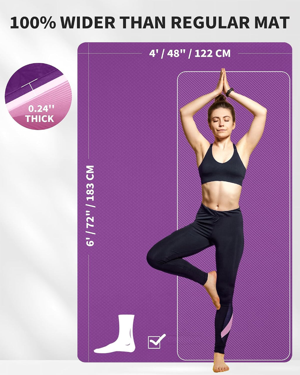 CAMBIVO 72''x48'' Large Yoga Mat, Extra Thick TPE Workout Mat
