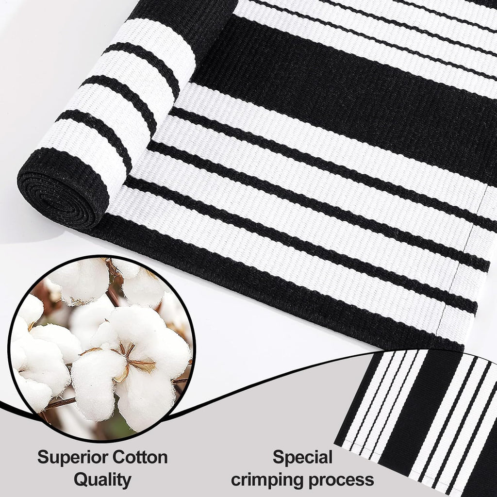 OLANLY Black and White Classic Striped Rug 2'4" x 3'7" (27.5" x 43")