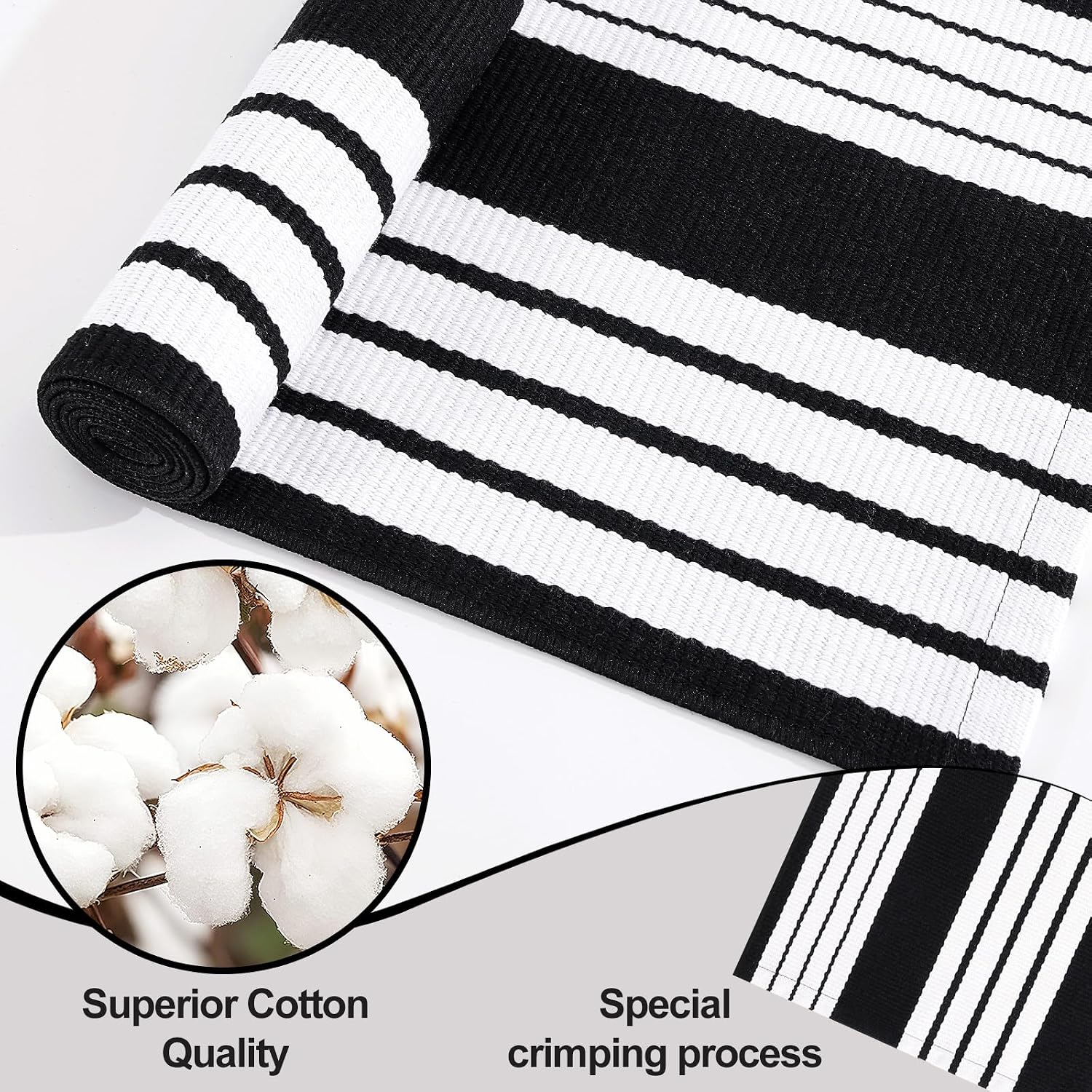 OLANLY Black and White Classic Striped Rug 2'4" x 3'7" (27.5" x 43")