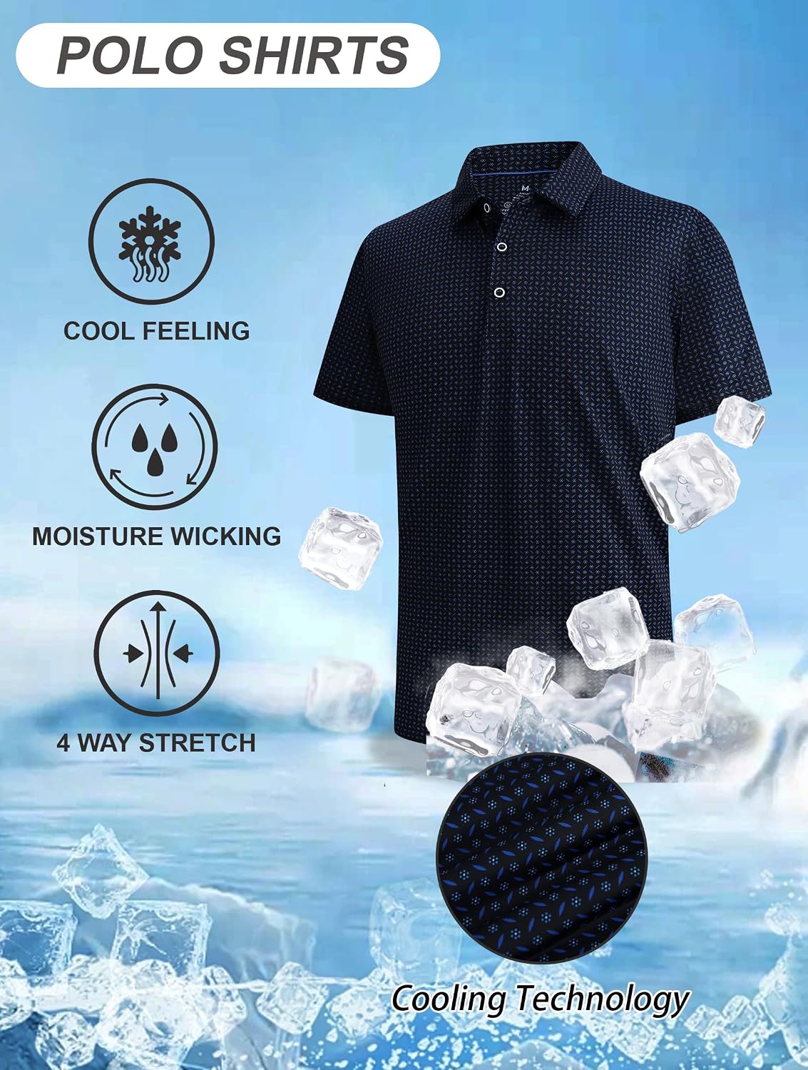 Esabel.C Golf Shirts for Men Moisture Wicking Dry Fit Short Sleeve Polo