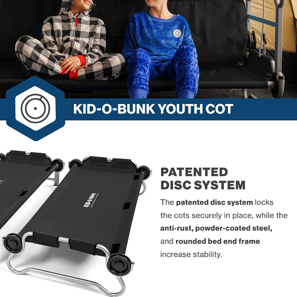 Disc-O-Bed Youth Double Cot Kid-O-Bunk w/ 200 Pound Capacity & Carry Bags