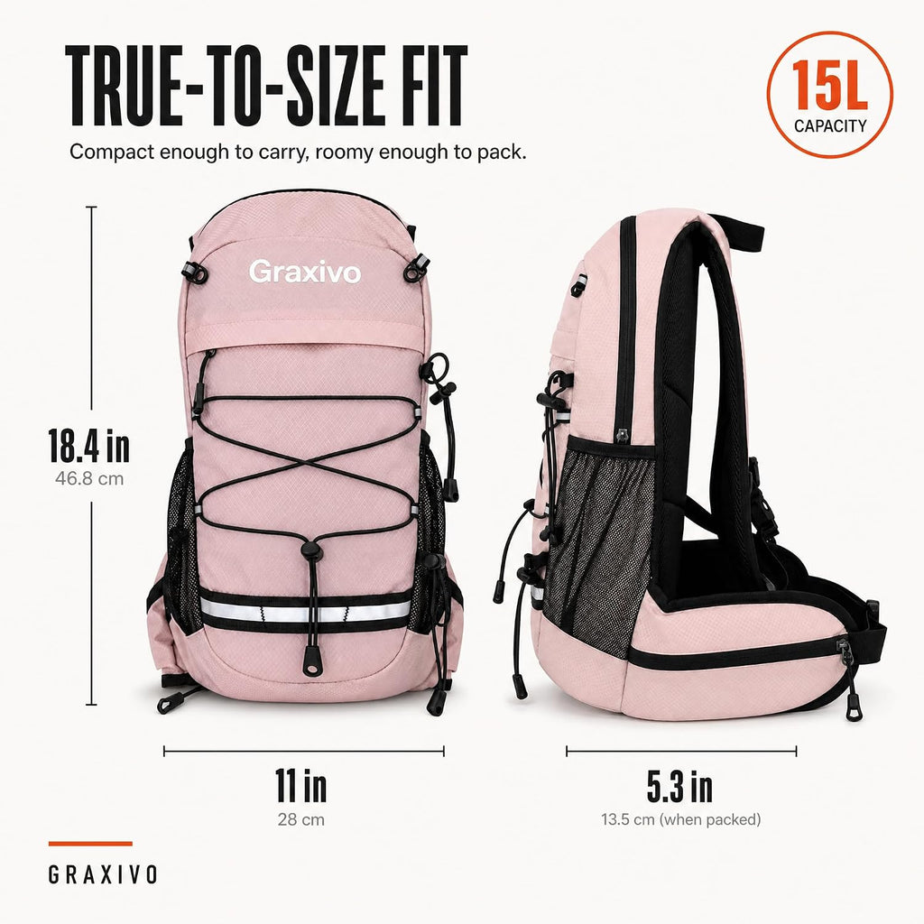 Graxivo Hydration Backpack, Lightweight Hydration Pack with Waist Pockets & Helmet Holder, Versatile Daypack for Mountain Biking, Cycling, Hiking, Running for Men Women
