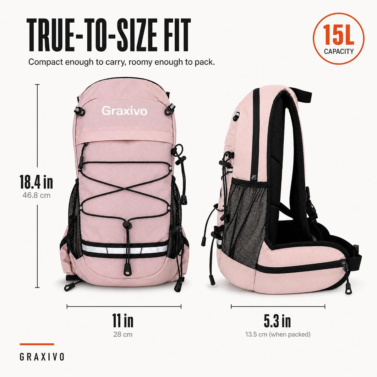 Graxivo Hydration Backpack, Lightweight Hydration Pack with Waist Pockets & Helmet Holder, Versatile Daypack for Mountain Biking, Cycling, Hiking, Running for Men Women