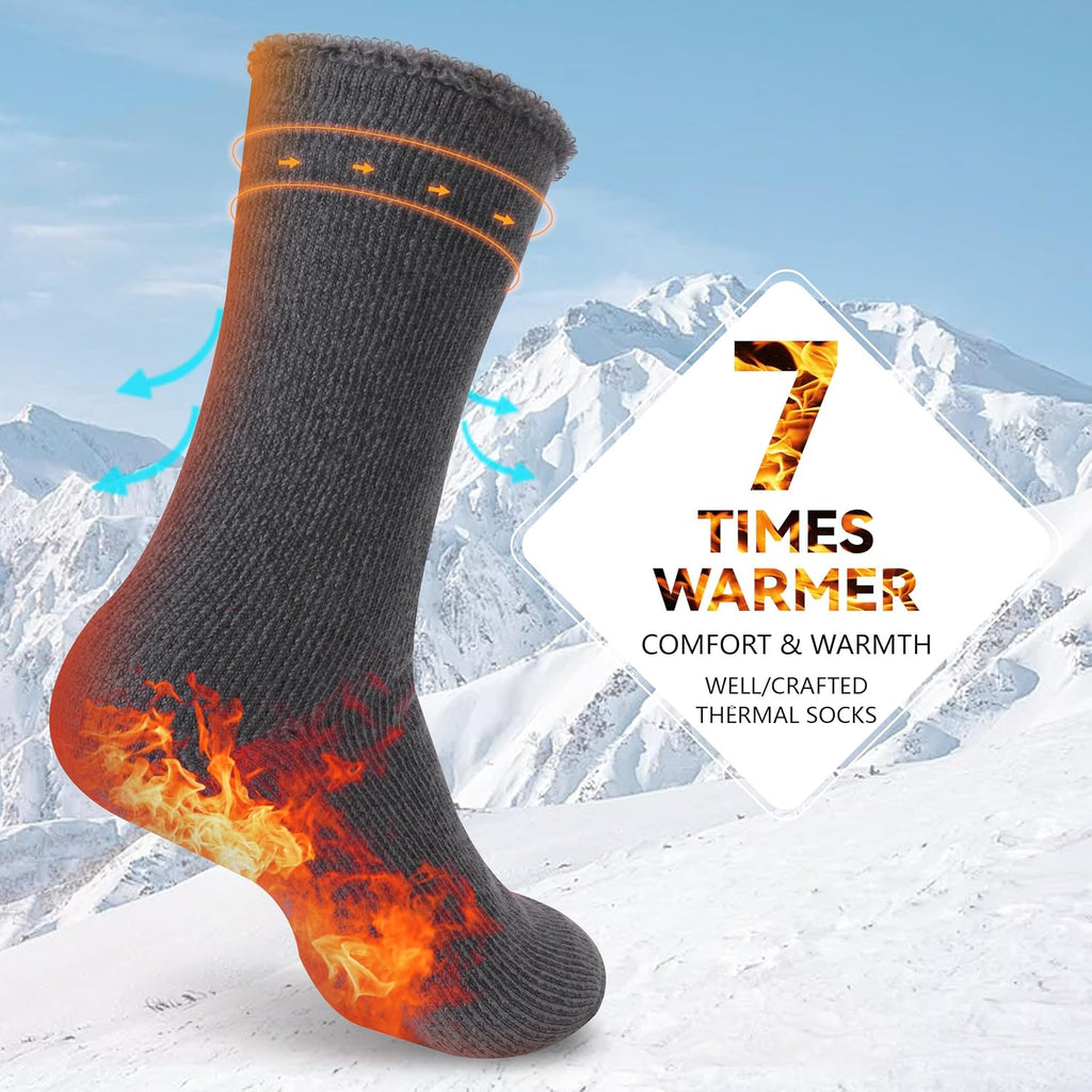 Sunew 4 Pairs Thermal Socks Skiing Snowboarding Hiking Mens Womens 7X Warmer Winter Crew Boot Socks
