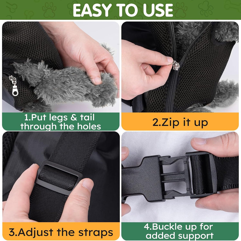 Pet Carrier Backpack, Hands-Free Adjustable Dog Front Carrier Legs Out & Easy-Fit Dog Backpack Carrier for Hiking Camping Traveling Cycling for Small Dogs and Rabbits (Medium, Black)