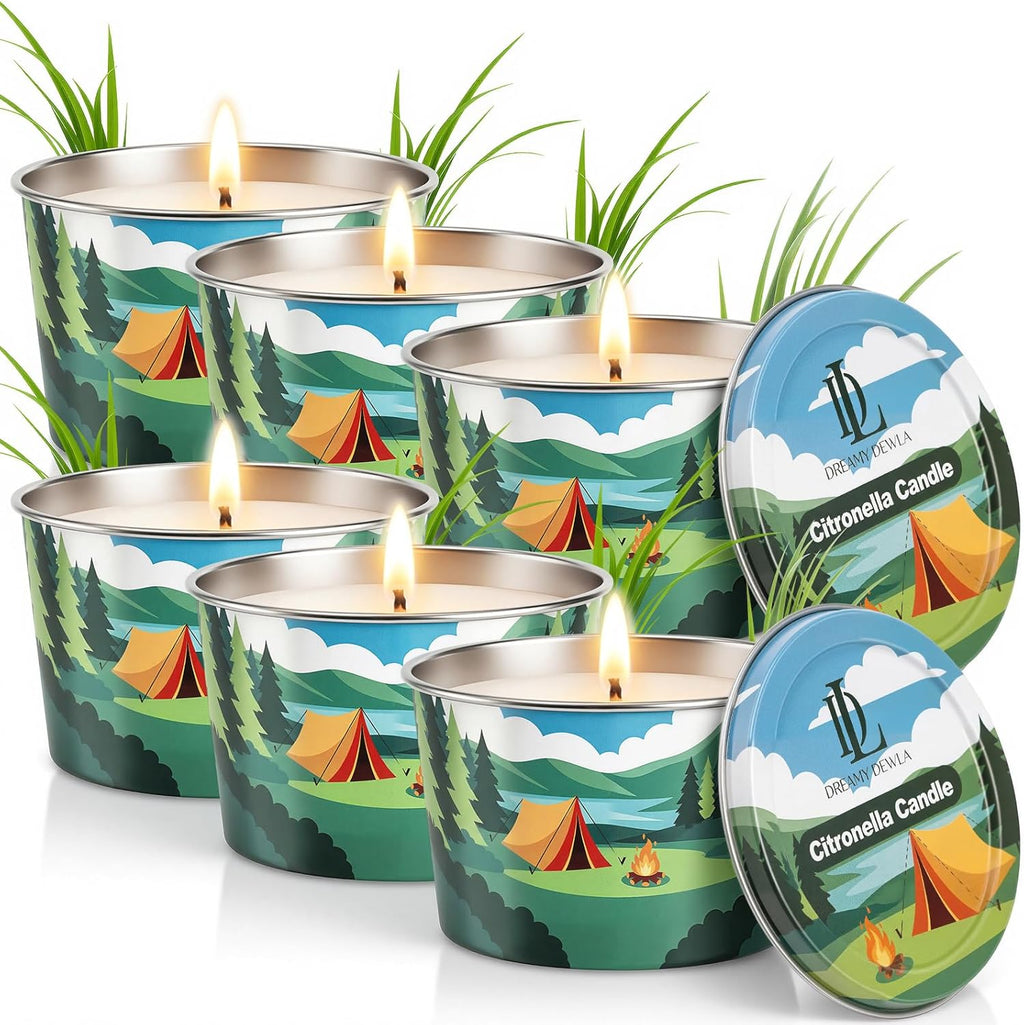 DL DREAMY DEWLA Citronella Candles Outdoor, Soy Wax 2.2 oz 6 Pack
