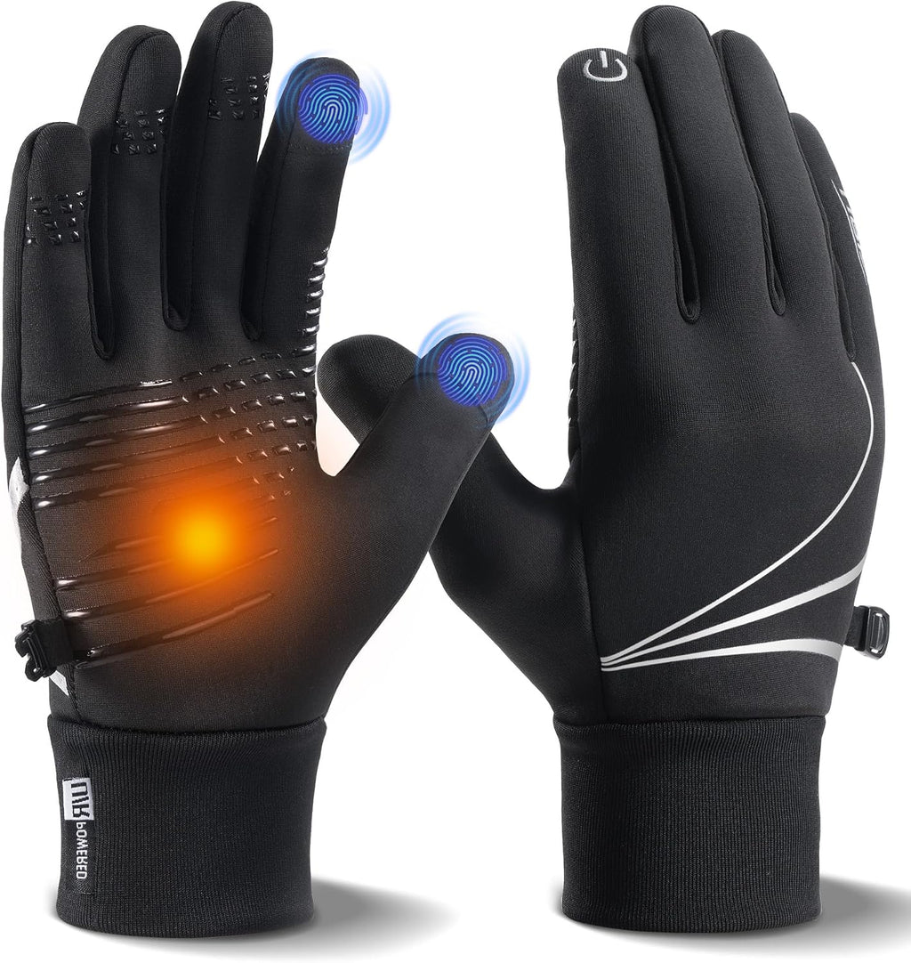 RUIXUE Winter Gloves for Men Women, Warm Thermal Windproof Touchscreen Non-Slip(Black,L)