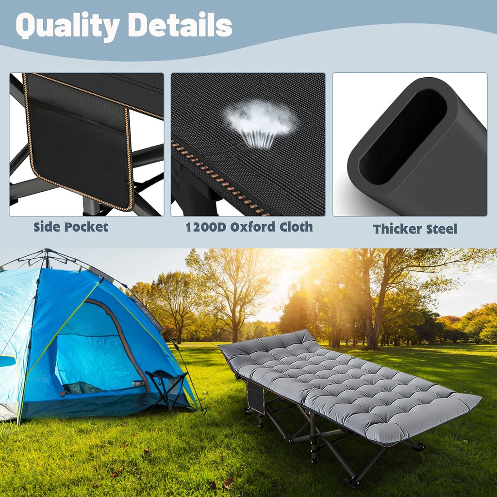 Slsy 2 Pack Folding Camping Cot for Adults with Mattress & Carry Bag