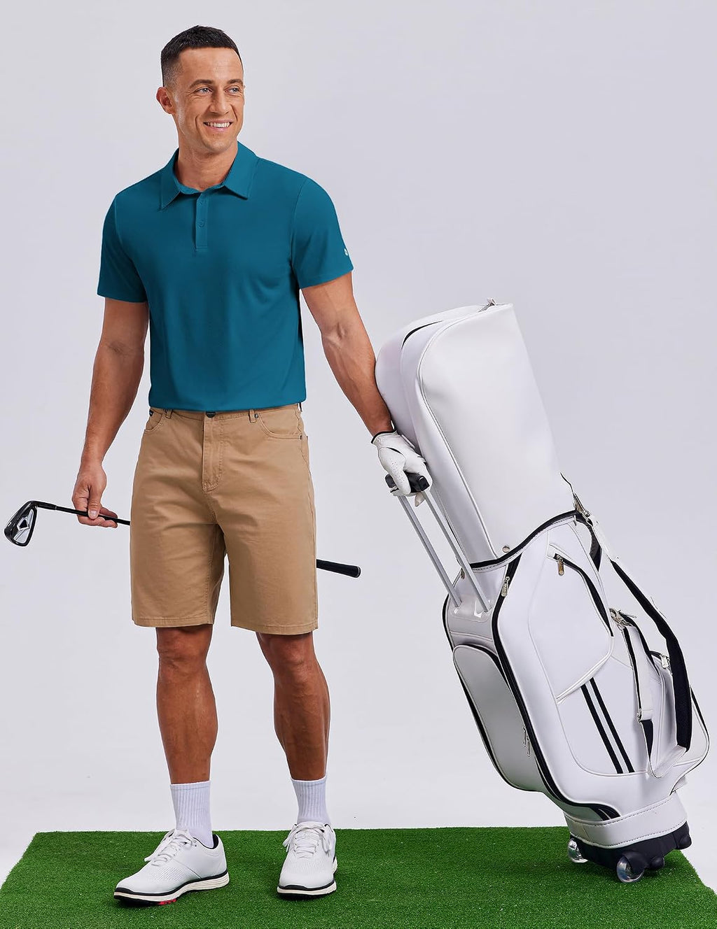 PINSPARK Men's Golf Polo Shirts UPF 50+ Moisture Wicking Collared Shirts