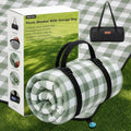 Extra-Thick Padded Large Picnic Blanket with 4 Corner Stakes and Carry Bag