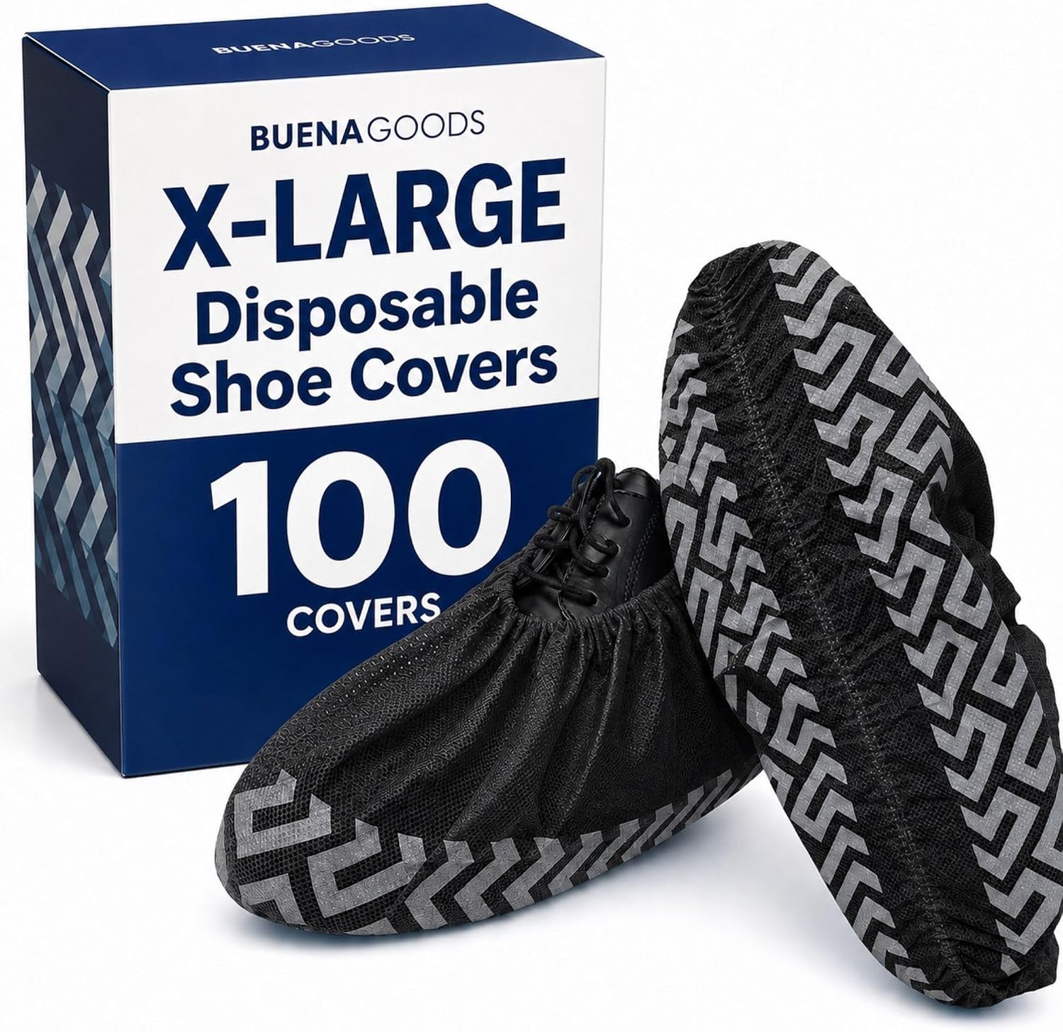 Black XL Disposable Boot and Shoe Covers, Non Slip, 100 Pack