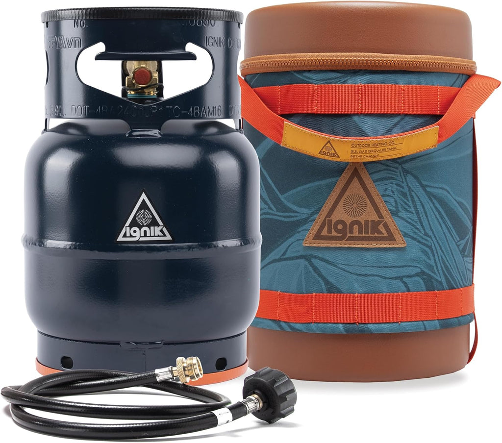 Ignik Refillable Gas Growler Deluxe 5-Pound Empty Propane Tank with Carry Case and Adapter Hose