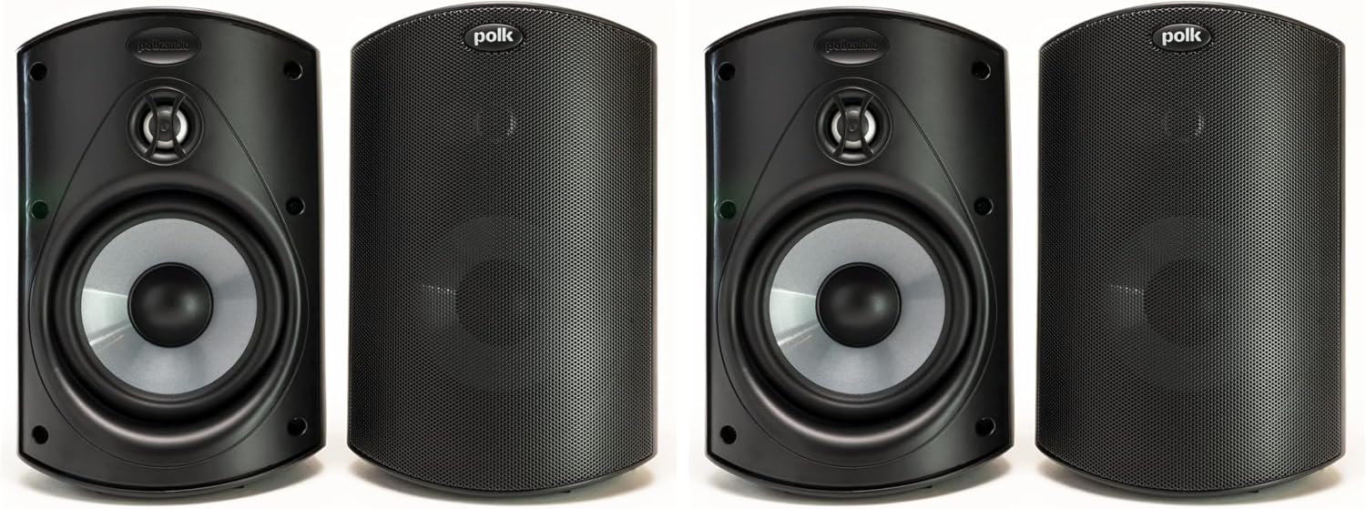 Polk Audio Atrium 4 Outdoor Speakers, Powerful Bass (Pair, Black)