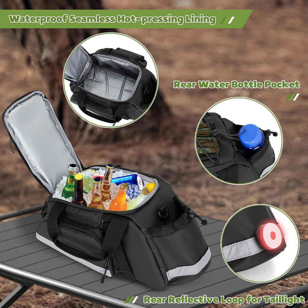 GRAOSO Bike Rear Rack Bag with Cooler Bag, Pannier Bags for Bicycles, 12L