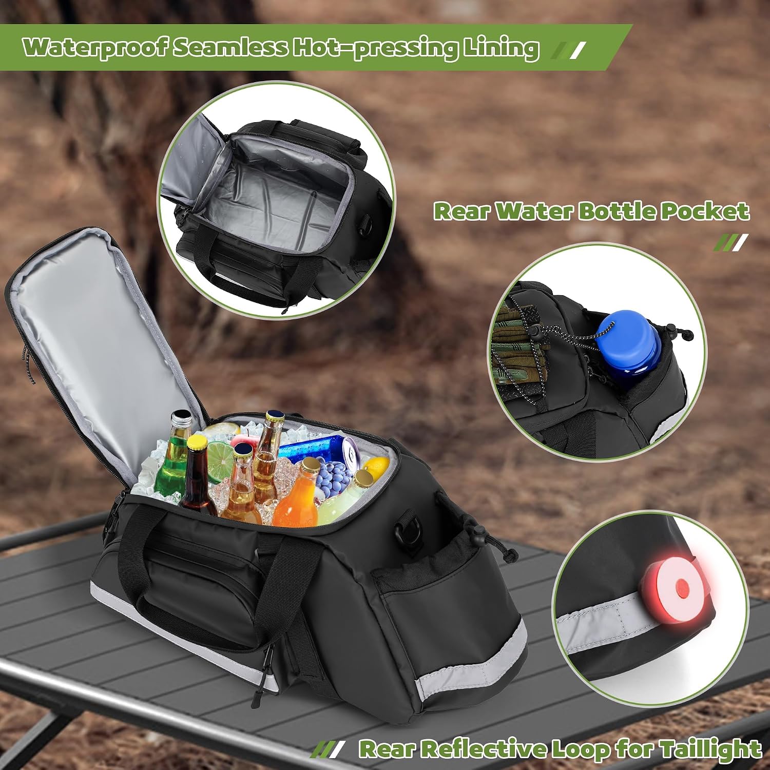 GRAOSO Bike Rear Rack Bag with Cooler Bag, Pannier Bags for Bicycles, 12L