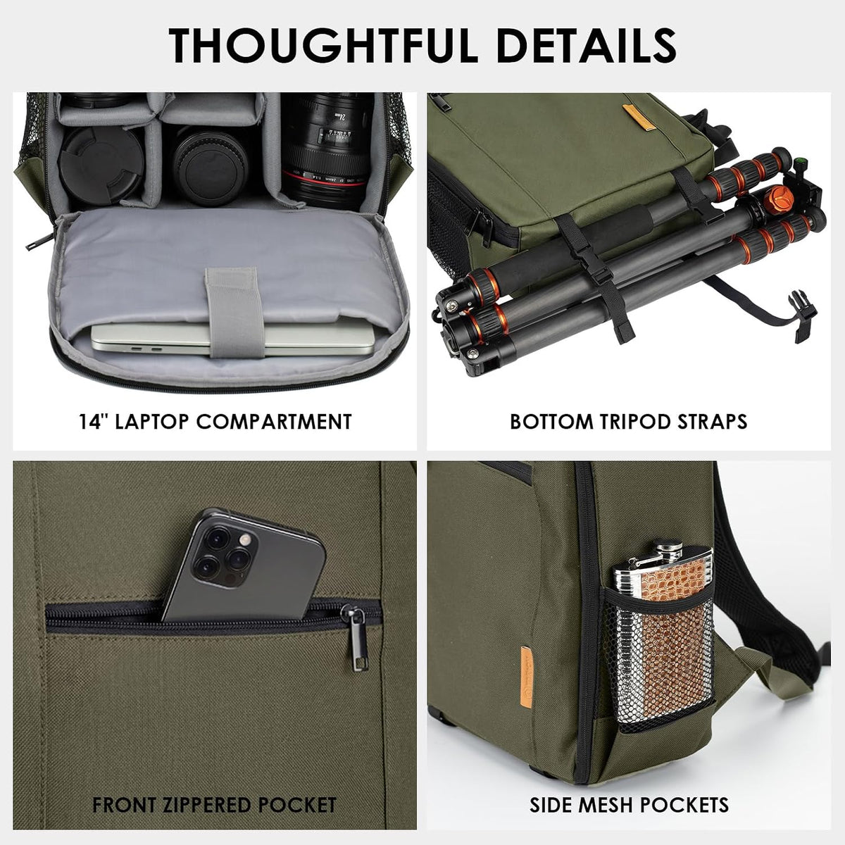 TARION Camera Backpack for Photographers Compact 12L Green TB-S