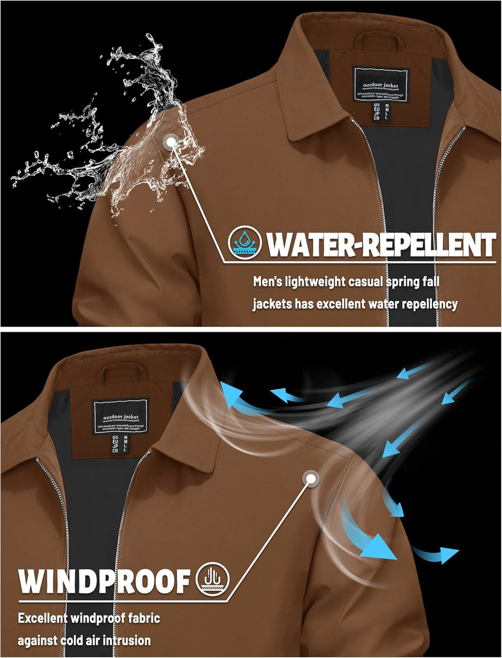 TACVASEN Men's Lightweight Jacket Fall Water-repellent Windbreaker Jackets