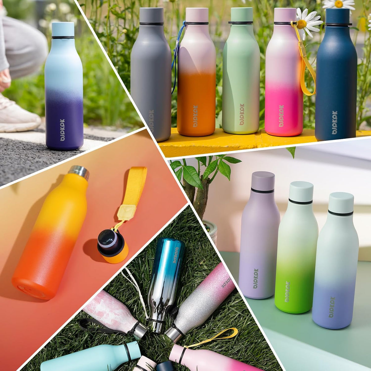 BJPKPK 18oz Insulated Water Bottle, Stainless Steel Bottle with Carry Strap