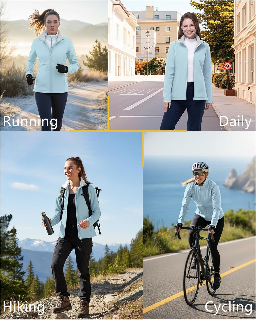 33,000ft Women's Waterproof Softshell Jacket Lightweight Fleece Lined Coat