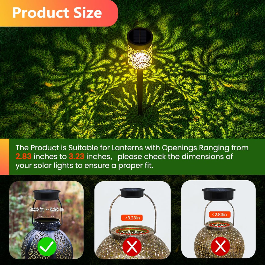 4 Pack Solar Light Replacement Top, 3.23 Inch Waterproof for Garden Lantern