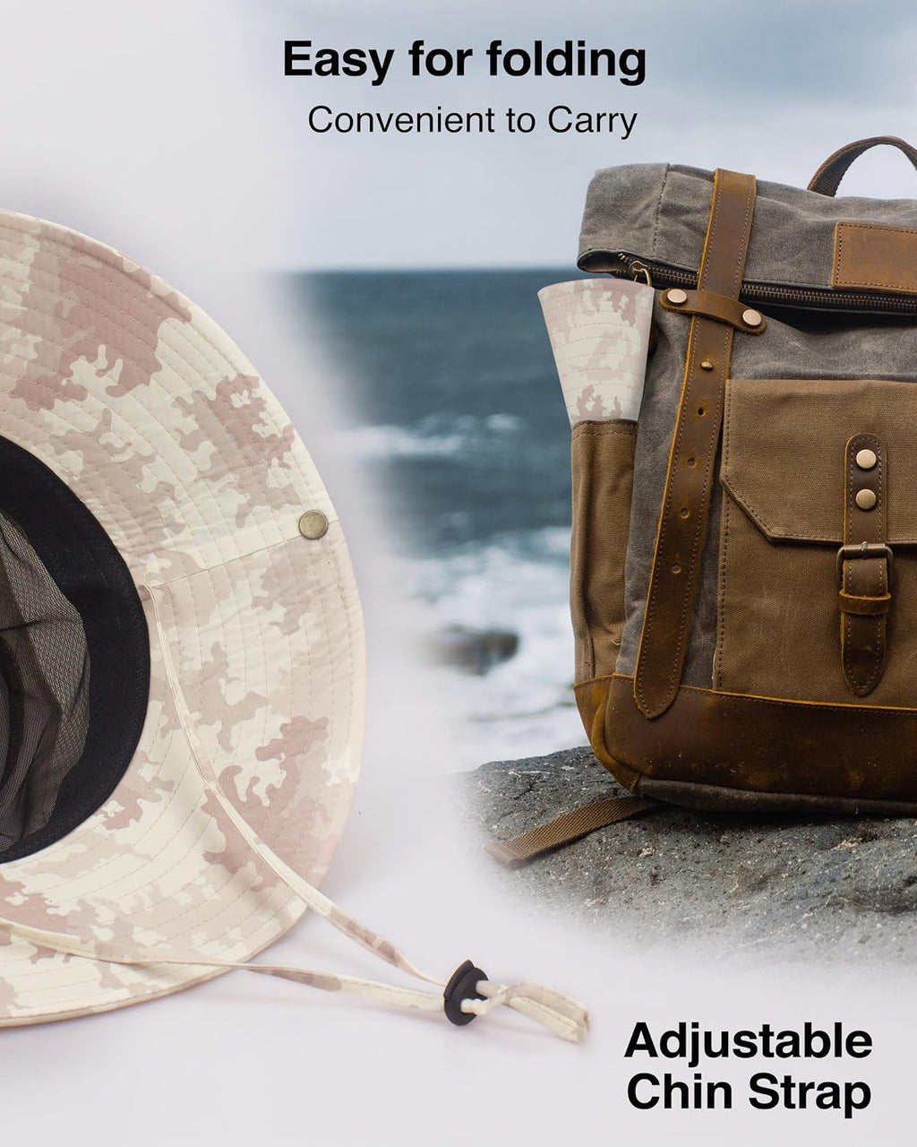 Sun Hats for Men Women UPF 50+ Wide Brim Bucket Hat Waterproof Packable Cowboy Hat for Fishing Beach Safari Gardening Golf