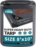 TARPAL tarp 8x10 Feet Super Heavy Duty Tarps Cover 20mil,Grey/Brown tarp