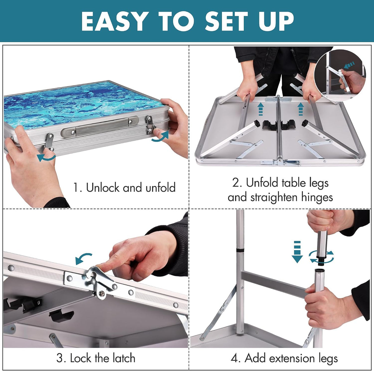 VILLEY Folding Camping Table 2FT, Portable Small Picnic Table