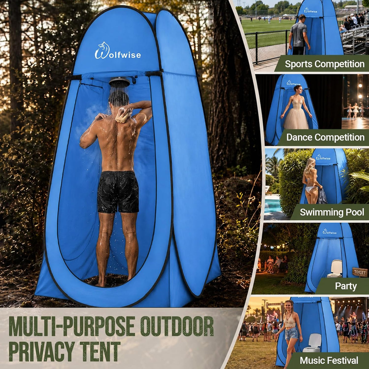 WolfWise Pop Up Shower Tent for Camping Essentials, Compact & Lightweight