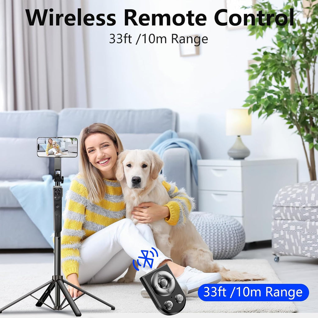 Auto Face Tracking Tripod for iPhone with Light, No APP Needed 70.9" Tripod