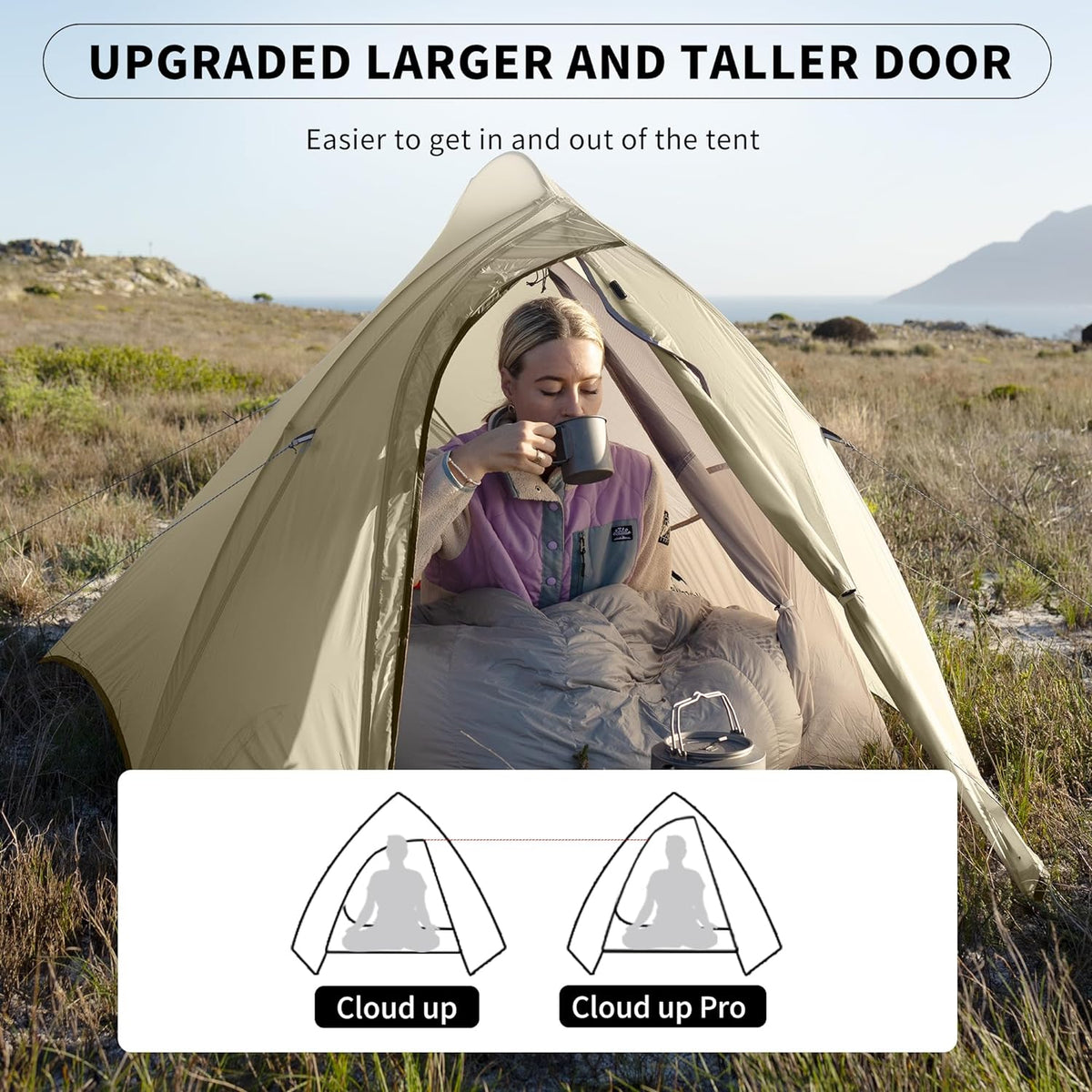 Naturehike Cloud Up 1 Person Tent, Lightweight Backpacking Tents for One Man, Waterproof Ultralight One Person Tent for Camping Hiking Backpacking