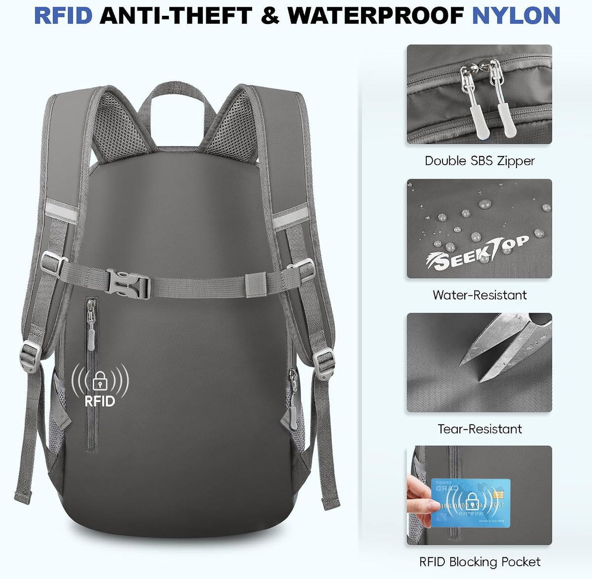 Seektop Travel Backpack, Foldable Expandable 20L-28L Daypack